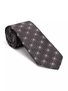 Шелковый галстук с геометрическим узором Brunello Cucinelli, коричневый