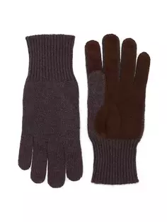 Кашемировые вязаные перчатки с замшевой ладонью Brunello Cucinelli, коричневый