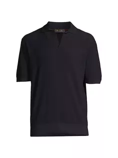 Рубашка-поло из хлопка и шелка Loro Piana, синий