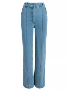 Джинсовые брюки с высокой посадкой Another Tomorrow, цвет light blue wash