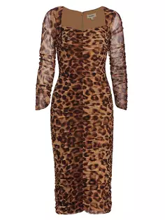 Платье-футляр Marise с леопардовым принтом и сборками L&apos;Agence, мультиколор L'agence
