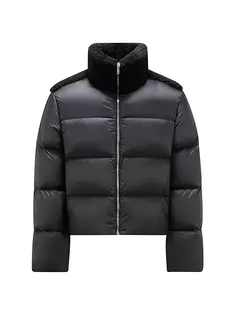 Пуховик с отделкой из циклопической овчины Rick Owens x Moncler Rick Owens, черный