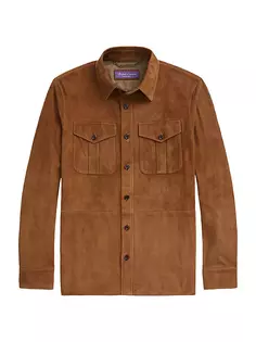 Замшевая куртка-рубашка на пуговицах спереди Ralph Lauren Purple Label, цвет chestnut brown