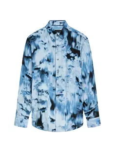 Рубашка на пуговицах с абстрактным рисунком Julian Bugatchi, синий