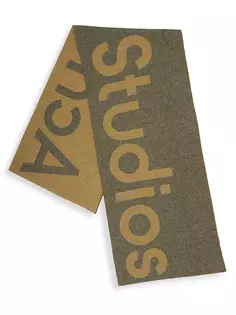 Шерстяной шарф с логотипом Toronty Acne Studios, цвет khaki green