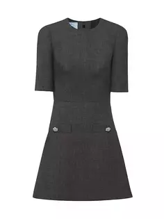 Шерстяное мини-платье Prada, серый