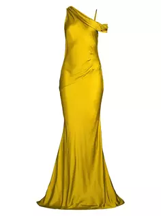 Платье на одно плечо с драпировкой в стиле Social Donna Karan New York, желтый