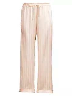 Шелковые полосатые пижамные штаны Morgan Lane, цвет petal cream
