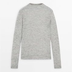 Лонгслив Massimo Dutti Long Sleeve Wool Blend With High Neck, светло-серый