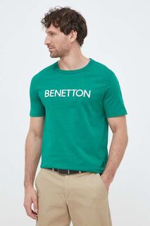 Хлопковая футболка United Colors of Benetton, зеленый