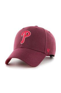 Хлопковая бейсболка MLB Philadelphia Phillies 47brand, бордовый