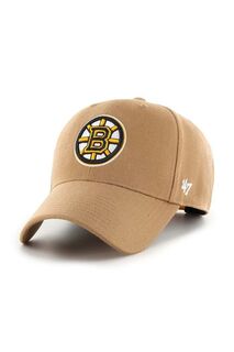 Бейсболка NHL Boston Bruins из смесовой шерсти 47brand, бежевый