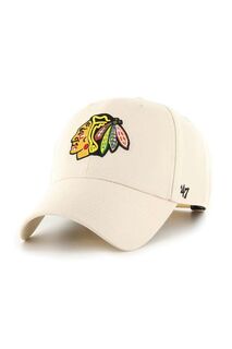 Бейсболка NHL Chicago Blackhawks из смесовой шерсти 47brand, бежевый