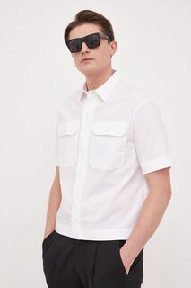 Хлопковая рубашка Emporio Armani, белый