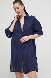 Льняная пляжная рубашка Polo Ralph Lauren, темно-синий