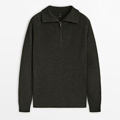 Свитер Massimo Dutti Combined Knit Mock Neck With Zip, серый