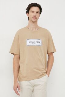 Хлопковая футболка Michael Kors, бежевый