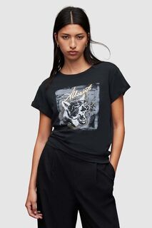 Хлопковая футболка Panthere AllSaints, черный