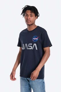 Хлопковая футболка NASA Reflective T Alpha Industries, темно-синий