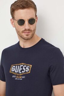 Футболка из хлопка Guess, темно-синий