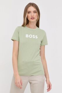 Хлопковая футболка BOSS Boss, зеленый