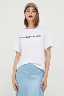 Хлопковая футболка Emporio Armani, белый