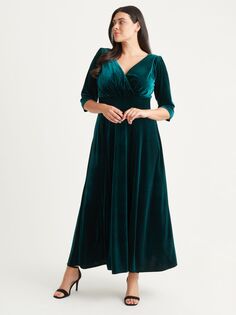 Бархатное платье макси Verity Scarlett &amp; Jo, темно-зеленый