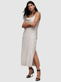 Платье-комбинация миди Hadley с воротником-хомутом AllSaints, арктический белый