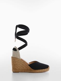 Босоножки Cabo Espadrille на танкетке Mango, черный