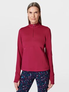 Беговая футболка Therma Boost с молнией до половины Sweaty Betty, вамп красный