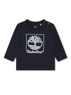 Футболка с длинными рукавами и логотипом Baby Timberland, темно-синий