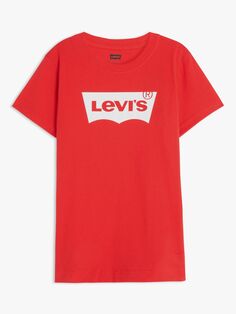 Детская футболка с логотипом крыло летучей мыши Levi&apos;s, красный Levis