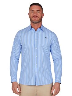 Классическая рубашка в полоску с длинным рукавом Raging Bull, синий/белый