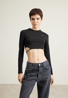 Топ с длинными рукавами Tommy Jeans TIE WRAP TOP, черный