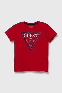 Детская хлопковая футболка Guess, красный