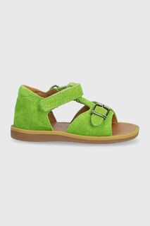 Детские кожаные сандалии Pom D&apos;api, зеленый