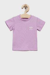 Детская хлопковая футболка adidas Originals, фиолетовый