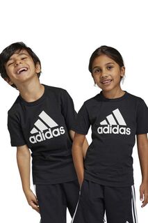 Детская хлопковая футболка adidas LK BL CO, черный