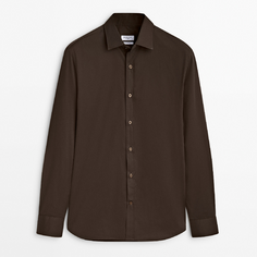 Рубашка Massimo Dutti Wide-fit Cotton - Studio, коричневый
