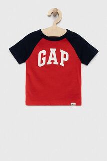 Детская хлопковая футболка GAP, красный