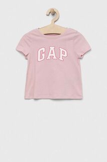 Детская хлопковая футболка GAP, розовый