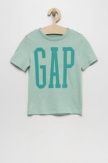 Детская хлопковая футболка GAP, зеленый