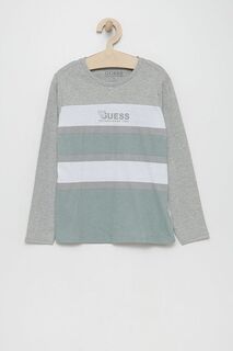 Детская хлопковая рубашка Guess с длинными рукавами, бирюзовый