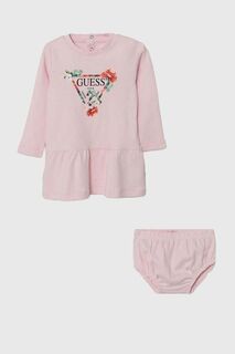 Детское хлопковое платье Guess, розовый