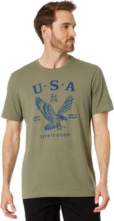 Футболка Crusher-Lite с короткими рукавами USA 1776 Eagle Life is Good, цвет Moss Green