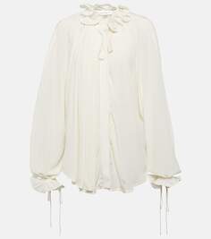 Шелковая блузка со рюшами Victoria Beckham, белый