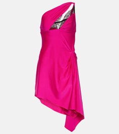 Асимметричное мини-платье на одно плечо Coperni, розовый