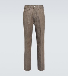 Прямые джинсы со складками Auralee, коричневый