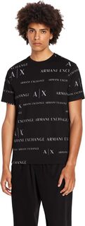 Футболка с логотипом AX по всей длине Armani Exchange, цвет Black/Alloy Letterin