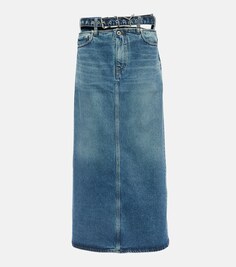 Джинсовая юбка макси с y-образным поясом Y/Project, синий